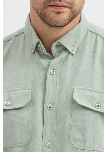 Kaşmir Görünümlü Çift Cepli Regular Fit Uzun Kollu Erkek Gömlek fırsatları