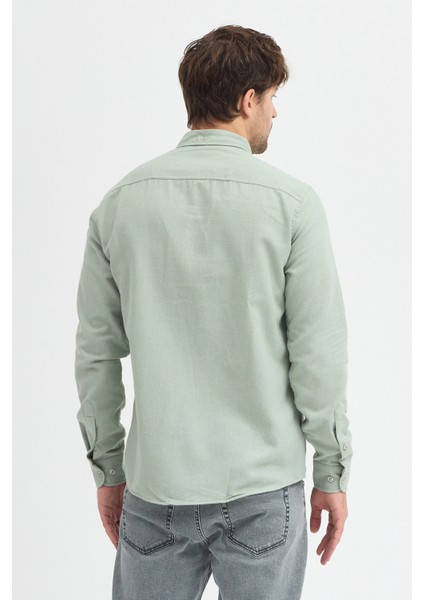 Kaşmir Görünümlü Çift Cepli Regular Fit Uzun Kollu Erkek Gömlek