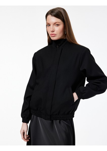 Uzun Kollu Viskon Karışımlı Cep Detaylı Bomber Ceket fiyatları