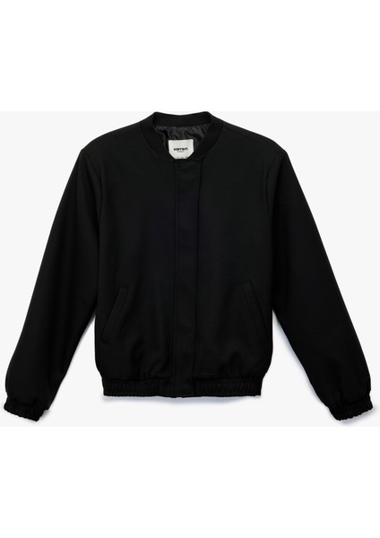 Uzun Kollu Viskon Karışımlı Cep Detaylı Bomber Ceket modelleri