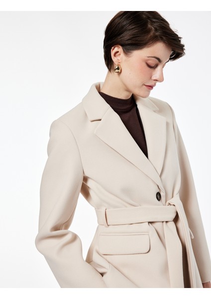 Cepli Düğmeli Kemer Detaylı Uzun Kollu Kaşe Ceket fiyatları