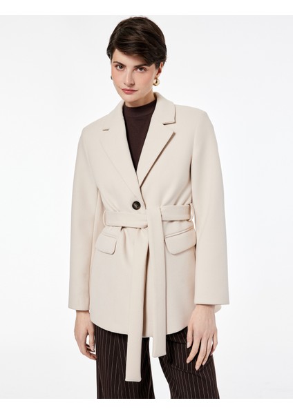 Cepli Düğmeli Kemer Detaylı Uzun Kollu Kaşe Ceket modelleri