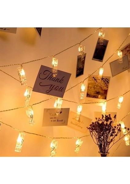 Bakır Renkli LED Işıklı Fotoğraf Asma Işık Süsleme Mandalları indirimleri