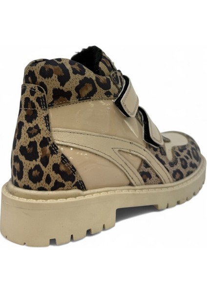 Leopar Desenli Hakiki Deri Ortopedik Kız Bot