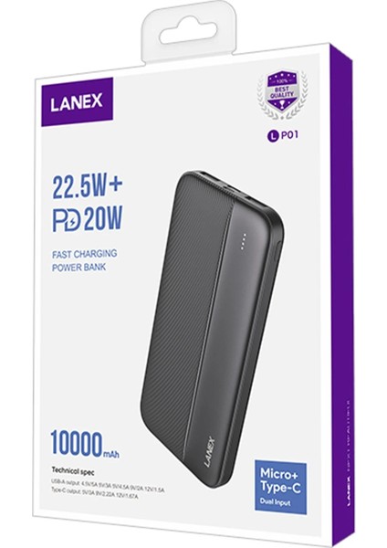 Xmpdby Lanex LP01 10.000 Mah 22.5W Pd Hızlı Şarj Powerbank - Siyah indirimleri