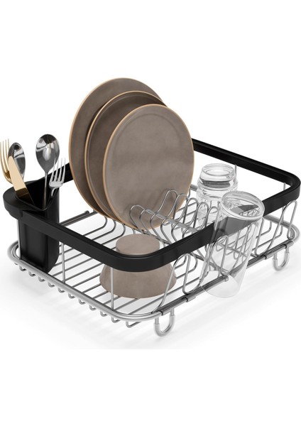 Multi-Use Dish Rack Sinkin Çok Fonksiyonlu Tabak Siyah/, Metal, Büyük