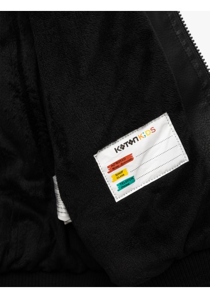 Fermuarlı Peluş Yaka Cepli Bomber Deri Ceket indirimleri