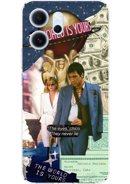 Oppo Reno 14F Uyumlu Elvira Hancock & Tony Montana Tasarımlı Baskılı Silikon Kılıf