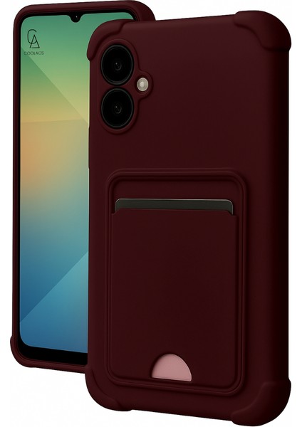 Samsung Galaxy A07 Uyumlu Arka Kamera Korumalı Kart Koyulabilen Silikon Kartlıklı Kılıf Kapak