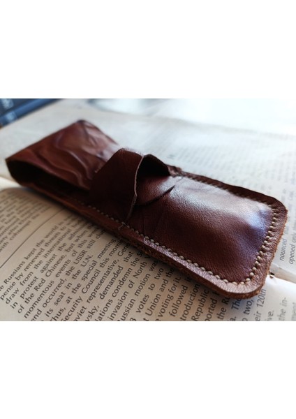 Crazy Hors Hakiki Deri El Emeği Özel Kalemleriniz Için Kalemlik Kalem Kutu 27 cm 6 cm Nlu1