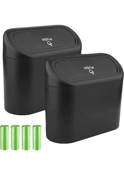 2 Parça Küçük Araba Çöp Kutusu, Evrensel Taşınabilir Mini Araç Çöp Torbası Ile Ev, Ofis, Mutfak Için