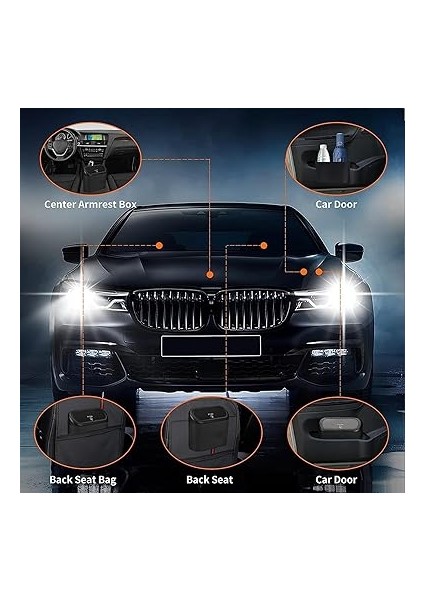 2 Parça Küçük Araba Çöp Kutusu, Evrensel Taşınabilir Mini Araç Çöp Torbası Ile Ev, Ofis, Mutfak Için modelleri