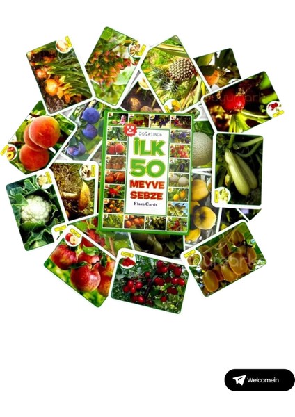 Oyuncak Minik Bebeğimin Ilk 50 Hafıza Kartları ve Ilk 50 Meyve Sebze Kartları Flash Kart 2'li Set indirimleri