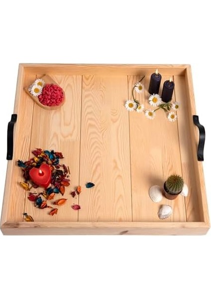 Ahşap Servis ve Sunum Tepsisi Ham Renk - 60X60 cm modelleri