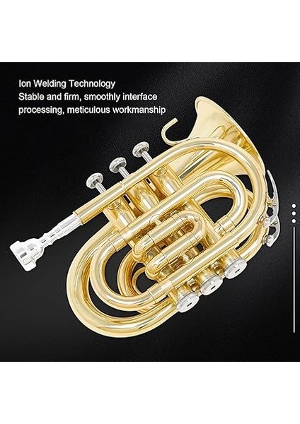 Bb Düz Pirinç Trompet, 7c Ağızlık, Temizlik Bezi, Eldiven, Kayış, Sert Kasa, Yeni Başlayanlar, Öğrenciler ve Profesyoneller Için Kompakt Trompet modelleri