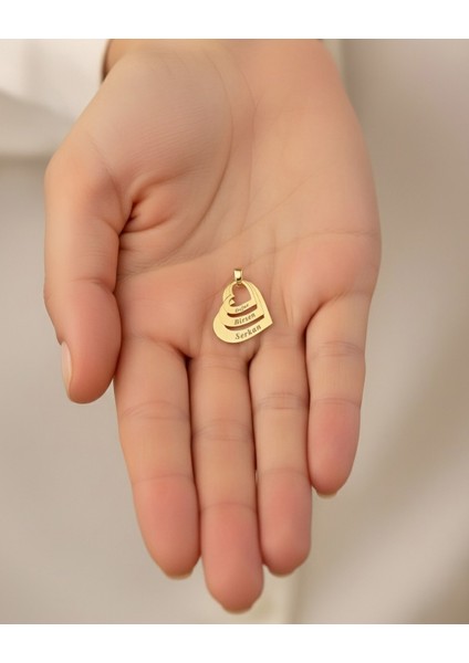 Üç Isimli Kalpler 14 Ayar Altın Kolye Ucu fiyatları