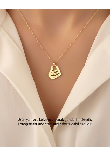 Üç Isimli Kalpler 14 Ayar Altın Kolye Ucu modelleri