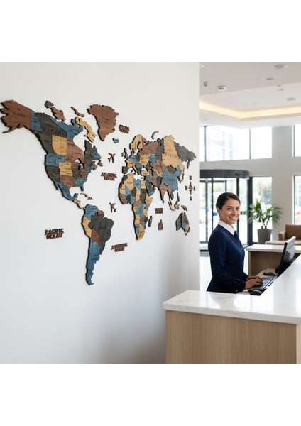 Leo Ahşap Dünya Haritası