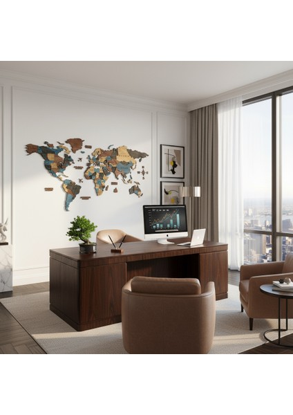 Leo Ahşap Dünya Haritası