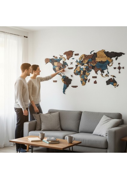 Leo Ahşap Dünya Haritası