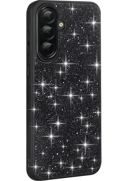 Galaxy A56 Kılıf Parlak Taşlı Tasarım Nxxa Pırlanta Kapak - Siyah