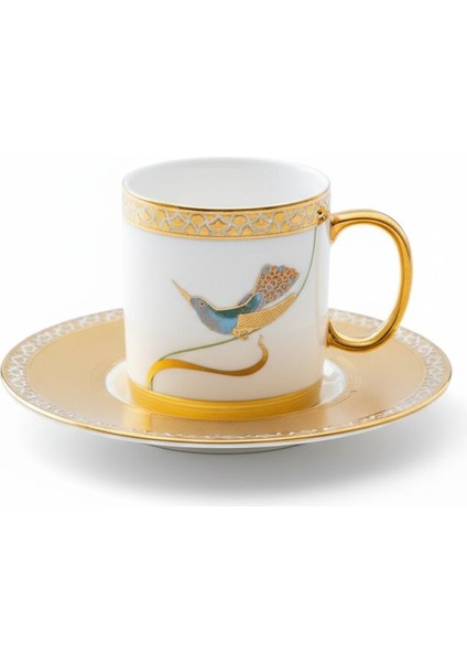 Starling Beyaz Gold Renk Kuş Figürlü 6 Kişilik Porselen Kahve Fincan Takımı - 90 Ml. fırsatları