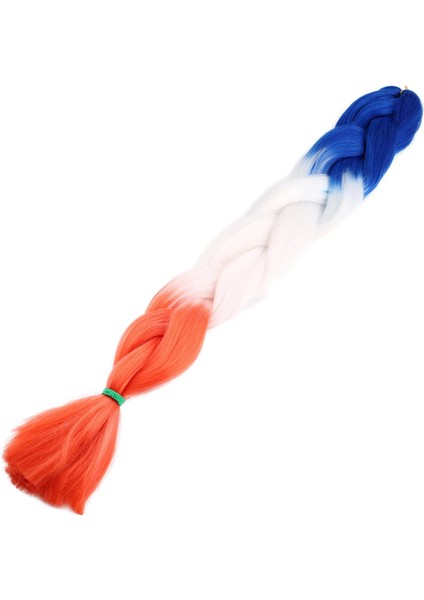 Afrika Örgüsü ve Rasta Için Sentetik Ombreli Saç - Mavi / Beyaz / Turuncu