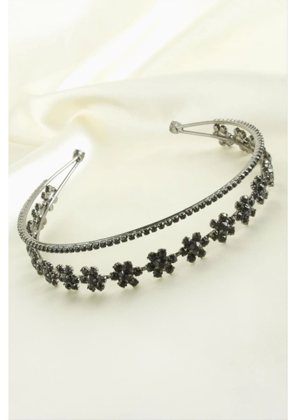 Çiçek Lüks Taşlı Gelin Tacı