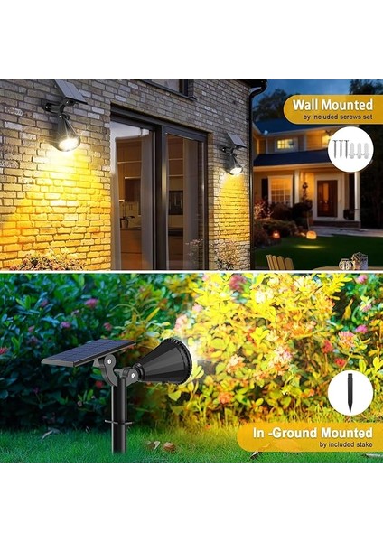 AMBER18 LED Spot Güneş Enerjili Bahçe Aydınlatma Lambası, Fotoselli, Spike Aplik, 18W Su Geçirmez Dış Mekan Solar Lamba, Ağaç, Veranda, Garaj, Havuz, Duvar ve Zemin Montajına Uygundur 42 cm fiyatları