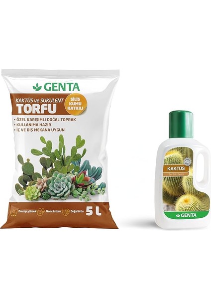 Kaktüs Bakım Paketi - Kaktüs Toprağı - Kaktüs Besini