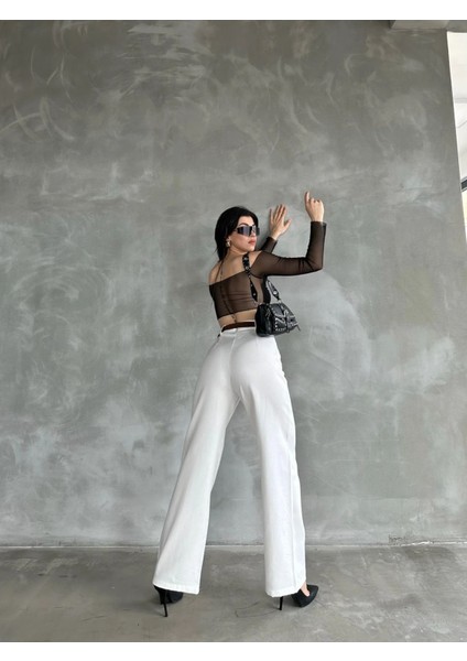 Beli Kemerli Pantolon - Beyaz fırsatları