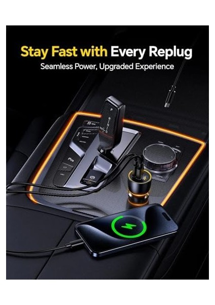 Superauto Araç Içi Şarjı, 3 Portlu Pd 170W Type-C To Type-C, Usb, Hızlı Şarj Çakmaklık Adaptörü, Siyah modelleri