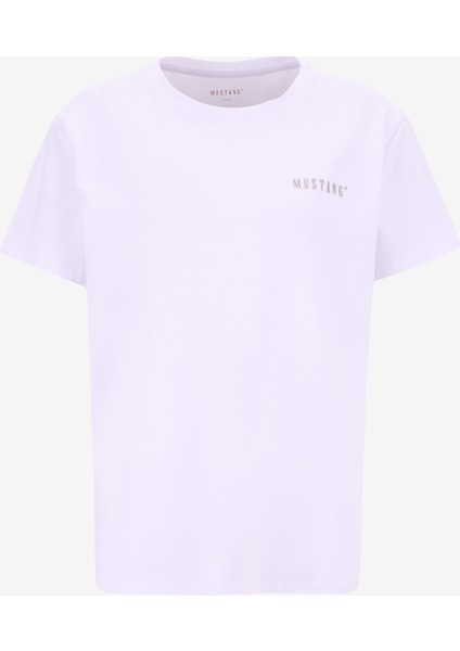 Bisiklet Yaka Baskılı Beyaz Kadın T-Shirt M5WL-TST1053