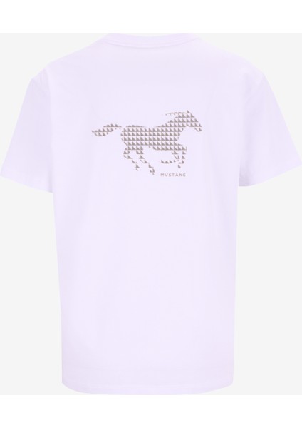 Bisiklet Yaka Baskılı Beyaz Kadın T-Shirt M5WL-TST1053 fiyatları