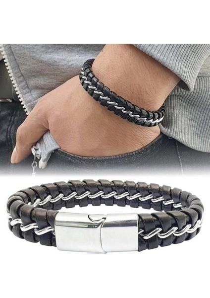 Zincir Model Çelik ve Deri Bileklik 33514B2D1 fiyatları