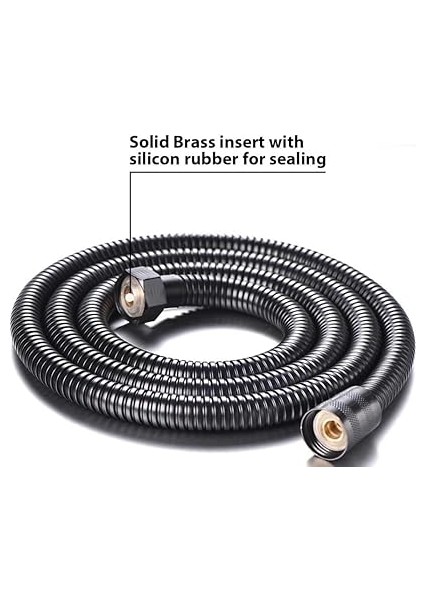 Yüksek Kaliteli Patlamaz Kopmaz Paslanmaz 150CM Duş Hortumu - Tüm Duş Başlıklarıyla Uyumludur (G1/2) (Siyah) fırsatları