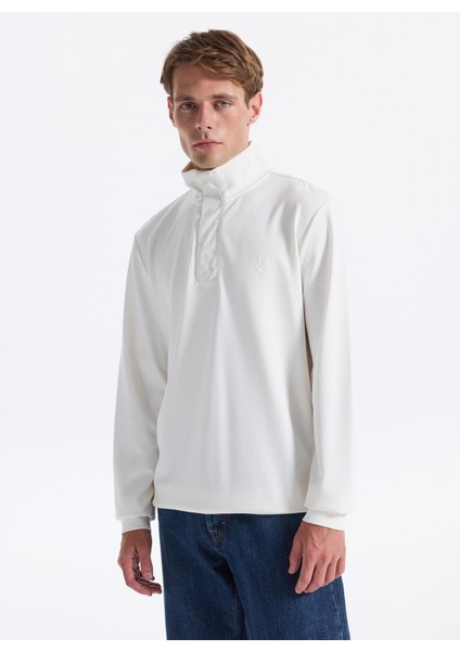 Bato Yaka Düz Ekru Erkek Sweatshırt F5WM-SWT 2573