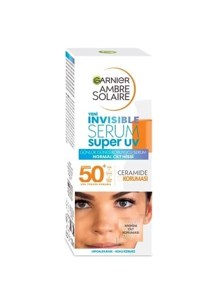 Garnier Ambre Solaire Invisible Süper Uv Günlük Güneş Koruyucu Serum SPF50 30 ml modelleri
