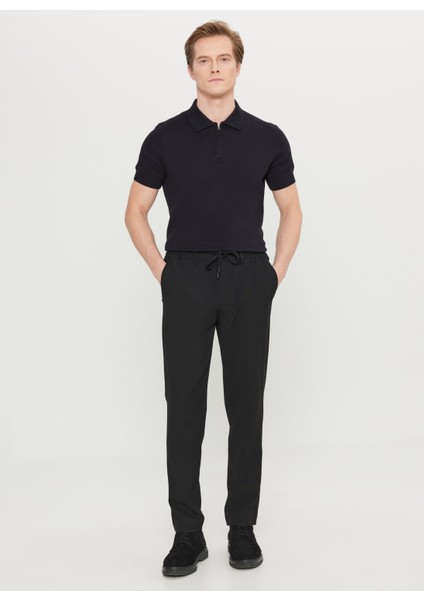 Bağlamalı Bel Normal Paça Jogger Siyah Erkek Pantolon ACE001261525_SYH