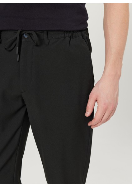 Bağlamalı Bel Normal Paça Jogger Siyah Erkek Pantolon ACE001261525_SYH modelleri