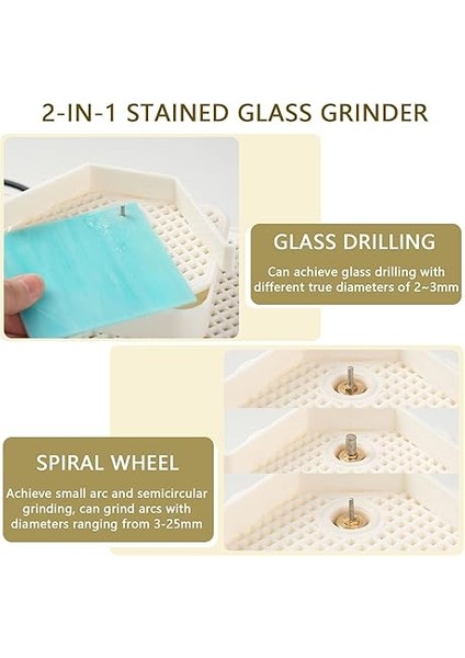 Öğütücü, Çift Katmanlı Vitray Seti, 5 Öğütücü Uçlu Mini Cam Öğütücü Makinesi, 2-3mm Cam Delme, 3-25MM Ark Öğütme, Cam Işleme Sanatları Için fırsatları