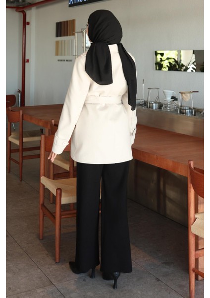 Düğme Detaylı Kaşe Kaban Bej 19274 fırsatları