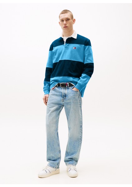 Çizgili Lacivert Erkek Polo T-Shirt DM0DM216650A5 Tjm Rlx Fıt Colorbloc