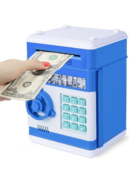 Elektronik Kumbara Para Kasası Parola Para Kasası 3 4 5 6+, Mini Atm Bankası Güvenli Para Nakit Bankaları Para Tasarrufu Kutusu, Doğum Günü Şükran Günü Için Harika Erkek Kız Hediyesi (Mavi)