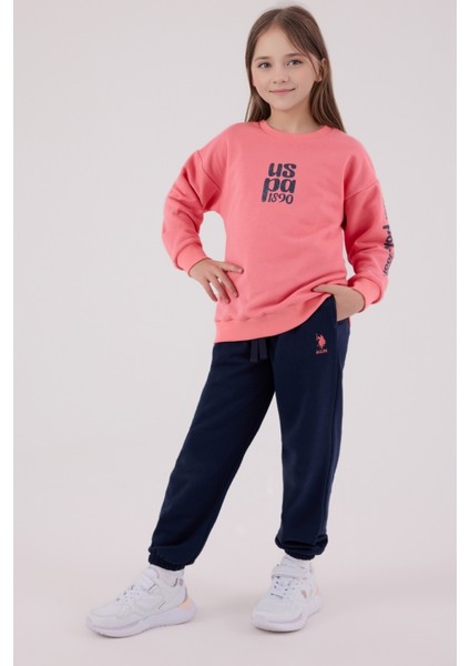 Kız Çocuk Neon Pembe Eşofman Takımı – Uspa 1890 Baskılı Pamuklu Günlük Spor Model fiyatları