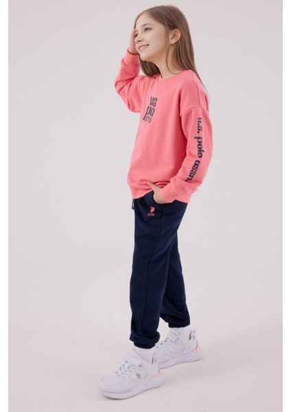 Kız Çocuk Neon Pembe Eşofman Takımı – Uspa 1890 Baskılı Pamuklu Günlük Spor Model modelleri