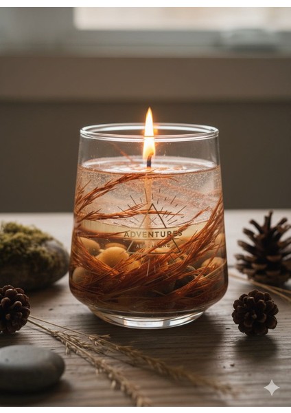 Amber Kokulu Doğal Görünümlü Jelly Mum – Dekoratif Cam Mum-