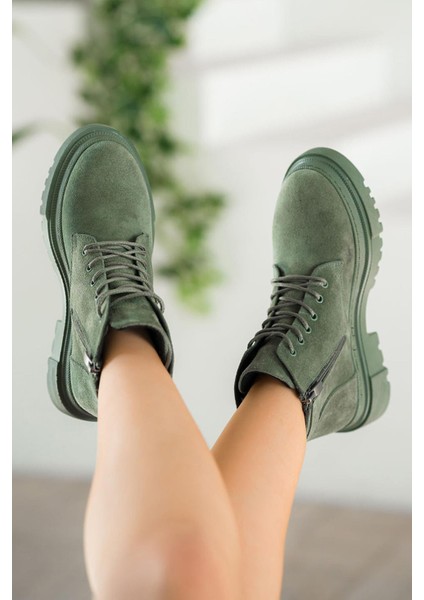 Farber Kadın Hakiki Süet Deri Taşlı Bot Yeşil fırsatları