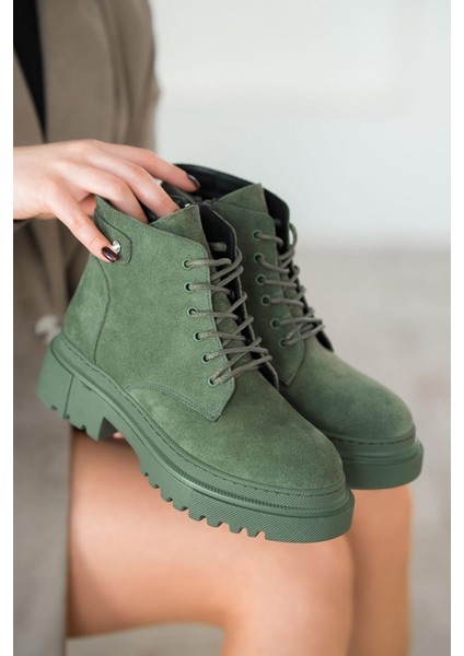 Farber Kadın Hakiki Süet Deri Taşlı Bot Yeşil indirimleri