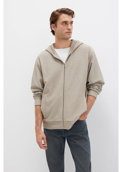 Erkek Kapüşonlu Fermuarlı Sweatshirt M0S10520 Sis Gri